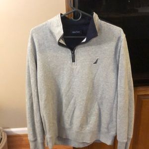 Grey and Navy Nautica pullover.
